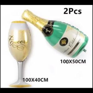 Champagne bottle and flute balloons